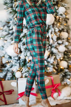 Load image into Gallery viewer, Plaid Long Sleeve Top and Pants Lounge Set
