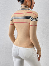 Load image into Gallery viewer, Striped High Neck Ribbed Sweater
