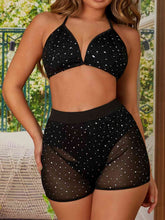 Load image into Gallery viewer, Rhinestone Halter Neck Bralette and Shorts Set
