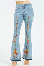 Load image into Gallery viewer, Full Size Flower Embroidery Wide Leg Jeans
