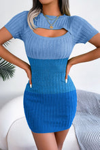 Load image into Gallery viewer, Color Block Cutout Short Sleeve Sweater Dress
