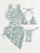 Load image into Gallery viewer, Abstract Print Tie Back Three-Piece Swim Set
