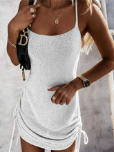 Load image into Gallery viewer, Drawstring Scoop Neck Spaghetti Strap Knit Dress
