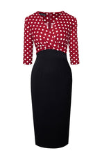 Load image into Gallery viewer, Surplice Neck Polka Dot Pencil Dress
