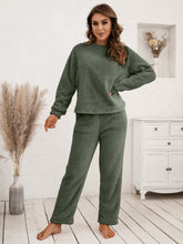 Load image into Gallery viewer, Teddy Long Sleeve Top and Pants Lounge Set
