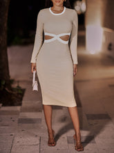 Load image into Gallery viewer, Contrast Cutout Ribbed Bodycon Dress
