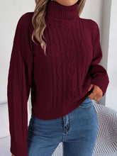 Load image into Gallery viewer, Cable-Knit Turtleneck Sweater
