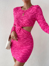 Load image into Gallery viewer, Round Neck Long Sleeve Cutout Bodycon Dress
