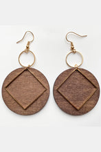 Load image into Gallery viewer, Geometrical Shape Wooden Dangle Earrings
