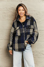 Load image into Gallery viewer, Plaid Collared Neck Drop Shoulder Jacket
