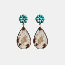 Load image into Gallery viewer, Turquoise Flower Teardrop Earrings
