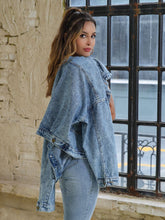 Load image into Gallery viewer, Collared Neck Dropped Shoulder Denim Jacket
