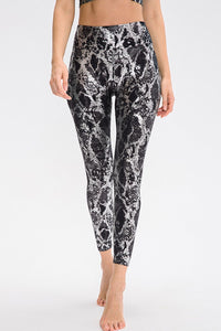 Animal Print Slim Fit Wide Waistband Long Sports Pants