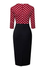 Load image into Gallery viewer, Surplice Neck Polka Dot Pencil Dress
