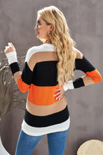 Load image into Gallery viewer, Round Neck Color Block Dropped Shoulder Knit Top
