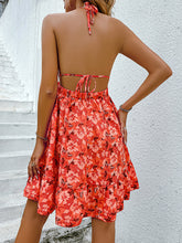 Load image into Gallery viewer, Floral Halter Neck Backless Dress
