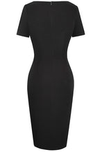 Load image into Gallery viewer, Two-Tone Round Neck Short Sleeve Slit Dress
