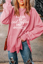 Load image into Gallery viewer, Slogan Graphic Dropped Shoulder Slit Sweatshirt
