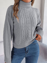 Load image into Gallery viewer, Cable-Knit Turtleneck Sweater
