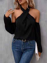 Load image into Gallery viewer, Grecian Cold Shoulder Long Sleeve Blouse
