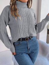 Load image into Gallery viewer, Cable-Knit Turtleneck Sweater
