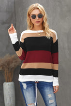 Load image into Gallery viewer, Round Neck Color Block Dropped Shoulder Knit Top
