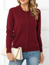 Load image into Gallery viewer, Button Down Round Neck Cardigan
