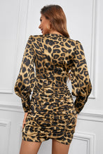 Load image into Gallery viewer, Leopard Deep V Ruched Bodycon Dress
