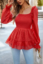 Load image into Gallery viewer, Square Neck Flounce Sleeve Peplum Top
