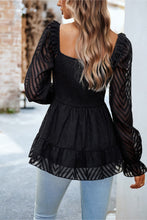 Load image into Gallery viewer, Square Neck Flounce Sleeve Peplum Top
