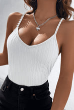 Load image into Gallery viewer, Beads Detail Spaghetti Straps Cable-Knit Cami
