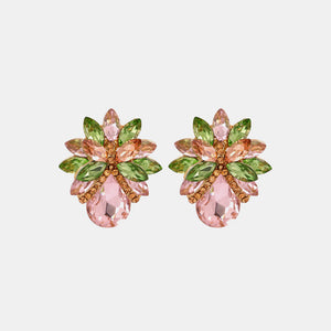 Flower Shape Glass Stone Stud Earrings