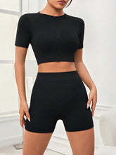 Load image into Gallery viewer, Half Zip Short Sleeve Top and Shorts Set
