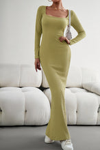 Load image into Gallery viewer, Long Sleeve Square Neck Maxi Bodycon Dress
