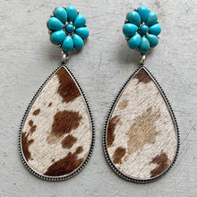 Load image into Gallery viewer, Turquoise Flower Teardrop Earrings
