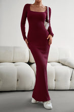 Load image into Gallery viewer, Long Sleeve Square Neck Maxi Bodycon Dress
