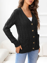 Load image into Gallery viewer, Button Down Cable-Knit Cardigan
