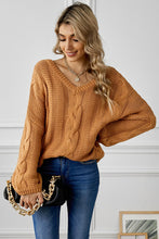 Load image into Gallery viewer, Cable Knit V-Neck Sweater
