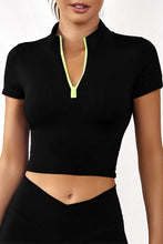 Load image into Gallery viewer, Half Zip Short Sleeve Sports Top
