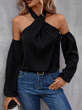 Load image into Gallery viewer, Grecian Cold Shoulder Long Sleeve Blouse
