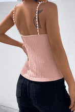 Load image into Gallery viewer, Beads Detail Spaghetti Straps Cable-Knit Cami
