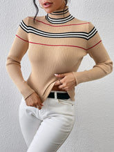 Load image into Gallery viewer, Striped High Neck Ribbed Sweater
