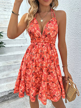 Load image into Gallery viewer, Floral Halter Neck Backless Dress
