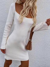 Load image into Gallery viewer, Tie Back Square Neck Long Sleeve Sweater Dress
