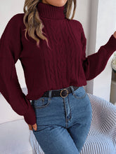 Load image into Gallery viewer, Cable-Knit Turtleneck Sweater
