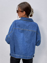 Load image into Gallery viewer, Collared Neck Dropped Shoulder Denim Jacket
