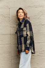 Load image into Gallery viewer, Plaid Collared Neck Drop Shoulder Jacket
