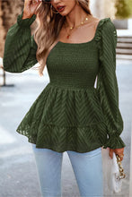 Load image into Gallery viewer, Square Neck Flounce Sleeve Peplum Top
