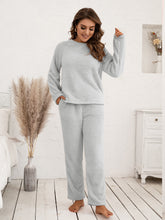 Load image into Gallery viewer, Teddy Long Sleeve Top and Pants Lounge Set
