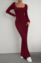 Load image into Gallery viewer, Long Sleeve Square Neck Maxi Bodycon Dress
